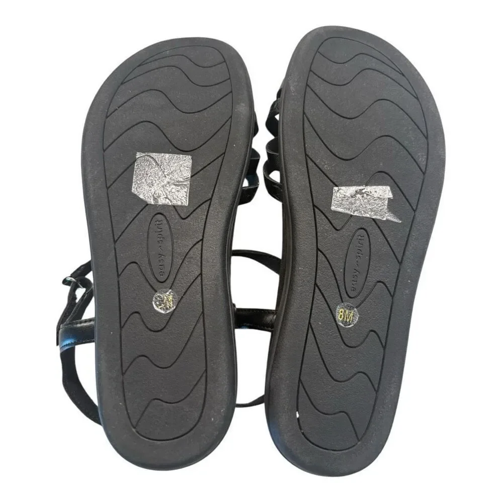 Easy Spirit Dottle 3 Embossed Comfort Sandals Women’s Size 8 Black Ankle Strap